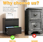2 Drawer Lateral File Cabinet with Lock, File Cabinet, Metal Lateral Filing Cabinets for Home Office, File Storage Cabinet for Legal/Letter/A4 Documents, Assembly Required (Black, 26'W)