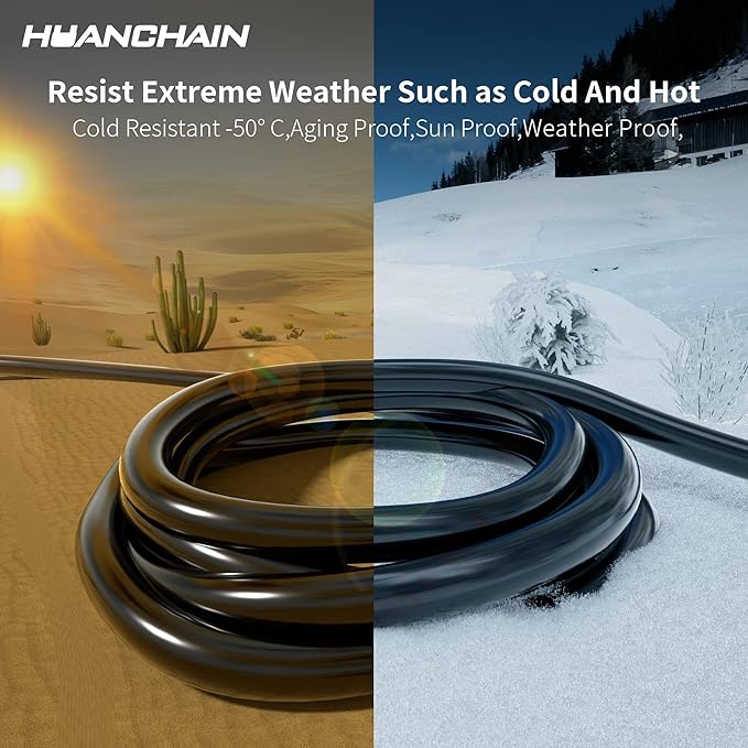 HUANCHAIN 4 FT 16 Gauge Black Indoor Outdoor Extension Cord Waterproof, Flexible Cold Weather 3 Prong Electric Cord Outside, 13A 1625W 125V 16AWG SJTW, ETL Listed