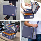 DocSafe Fireproof Document Box with Lock, Hard Case File Organizer with Accordion File Folder, Fireproof Water Resistant Safe Box Home Office Travel Storage for Important Documents Laptop Blue