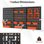 Goplus Pegboard Wall Organizer, 9-Bin Parts Rack Organizer w/Hammer Racks, Tool Holders & Hooks, Heavy-Duty Utility Tool Storage Board w/Accessories for Garage, Workshop, Craft Room