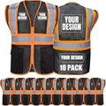 BeautyWill Custom Safety Vest Customized Logo Class 2 High Visibility Reflective Vest with Pockets Construction workwear