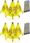 Alpine Caution Wet Floor Sign 6 Pack - Pop Up Slippery When Wet Sign, Wall Mounted Foldable Bilingual Yellow Safety Warning Caution Cone for Commercial & Office Use (20 Inches)