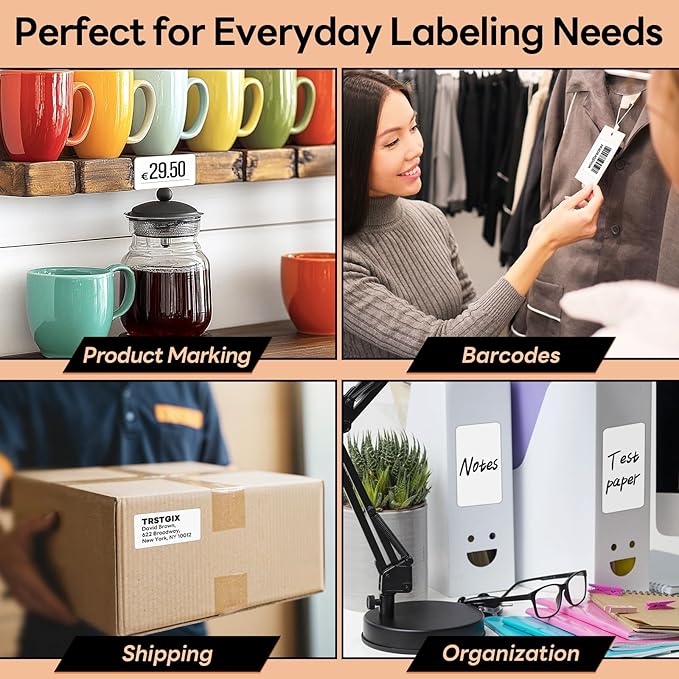 2" x 1" Direct Thermal Labels, Strong Adhesive Barcode & Address Stickers Compatible with Zebra, Rollo, Munbyn & Most Desktop Thermal Printers (12 Rolls, 1300 Labels/Roll, 15600 Total), TRSTGIX