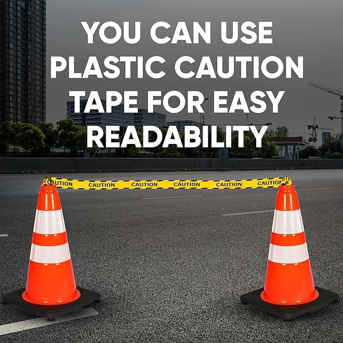 Pyle 18" PVC Traffic Cones, 10-Pack Safety Cones for Parking, Construction, Roadwork, & Sports Training, High-Visibility Orange, Durable, Stackable Design, Heavy-Duty Base for Stability in All Weather