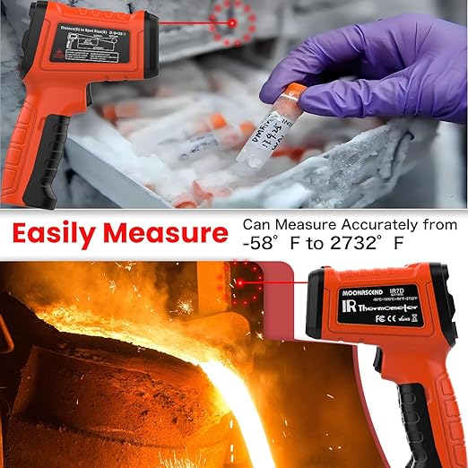 50:1 Infrared Thermometer Gun, -58°F to 2732°F Non-Contact Laser Temperature Gun for Cooking, Pizza Oven, Reptile, Griddle, Digital Temp Gun for HVAC and Industrial Use