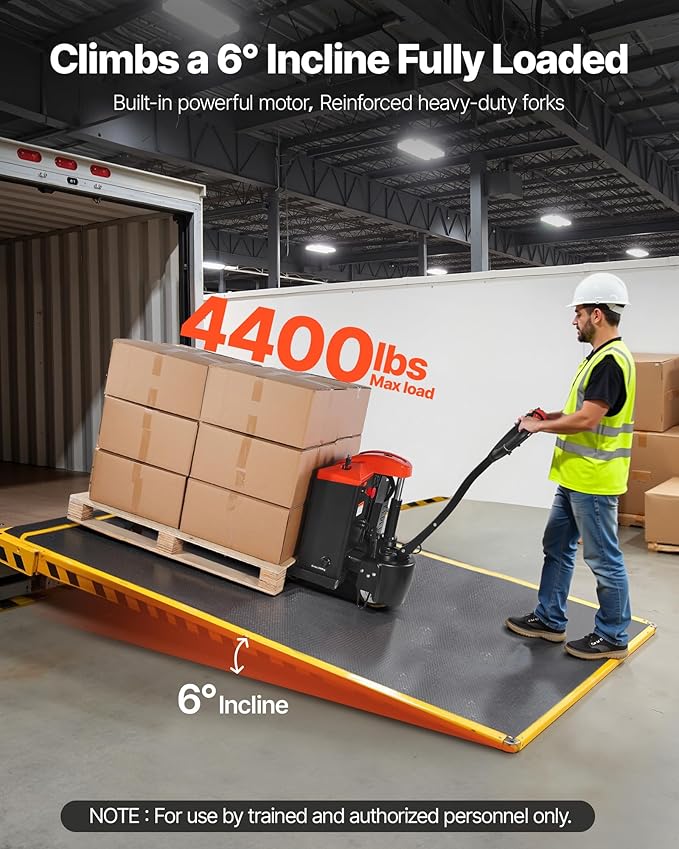 VEVOR Electric Pallet Jack, 4400 lbs Load Capacity, Lithium Battery Powered Pallet Jack Truck with 48L x 27W Inch Forks for Material Handling, Suitable for Warehouse, Supermarket, Manufacturing