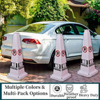 BESEA No Parking Cone 3 Pack, 28" No Parking Sign Cone with Weighted Base, White 4-Sided “ NO Parking” Warning Cone for Driveways Business Parking Lots Garages Indoor/Outdoor
