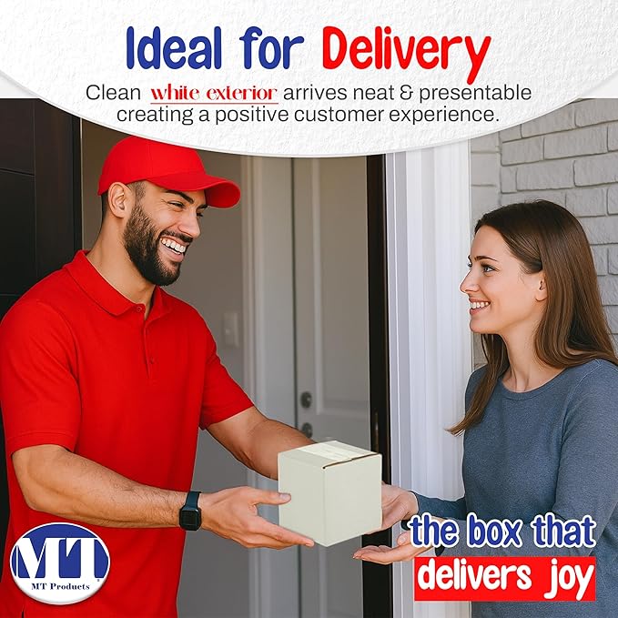 MT Products Sturdy White Corrugated Cardboard Shipping Boxes 5" x 5" x 5" - Small Mailing/Moving Boxes for Transport - Pack of 10