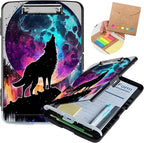 Clipboard with Storage,Heavy Duty Plastic Storage Clipboard with Low Profile Clip,Teacher Must Haves,Office Supplies,Planet Wolf