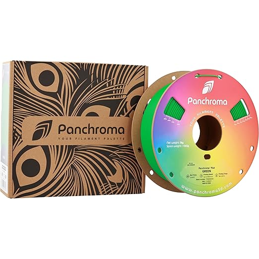 Panchroma PLA Green 3D Printer Filament, 1.75mm, 1kg Spool, Easy to Print, High Speed Printing, Tangle Free, AMS Compatible, Perfect for Toys, Decor, Miniatures, Models & Cosplay