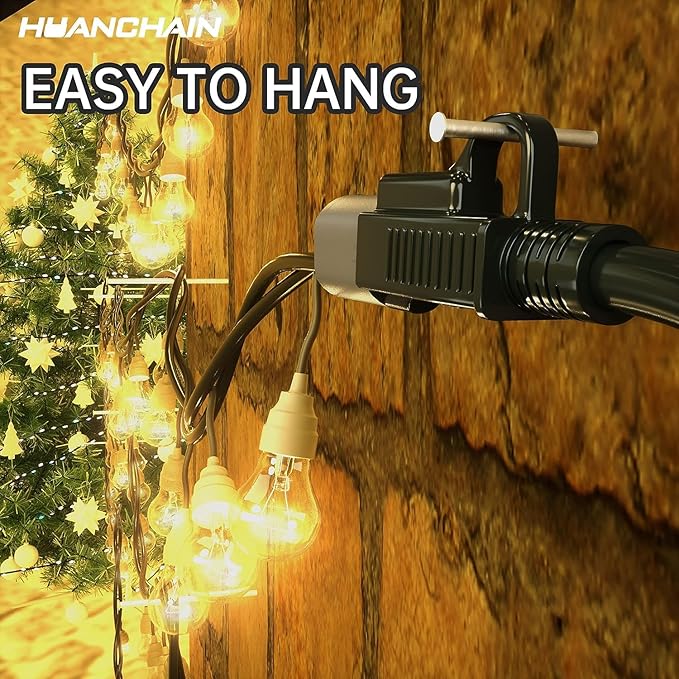 HUANCHAIN 20 FT Outdoor Extension Cord Waterproof, 16/3 Gauge 3 Prong Black Extension Cord Outside, 13A 1625W 16AWG SJTW, Flexible Cold-Resistant Appliance Electric Cable, ETL