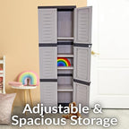Sunnydaze Lockable Storage Cabinet - Indoor or Garage Storage Cabinet with 4 Adjustable Shelves - 72" H - Garage, Office, Home, Laundry Room - Gray