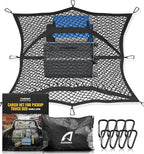 Cargo Net for Pickup Truck Bed - Stretchable 4'x4' to 7'x7', High Elastic Fine Mesh 1''x1'' with 8 Metal Carabiners - Ideal for ATV, SUV, UTV, Truck and Boat Use (Double Layer)