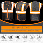 BeautyWill Custom Safety Vest Customized Logo Class 2 High Visibility Reflective Vest with Pockets Construction workwear