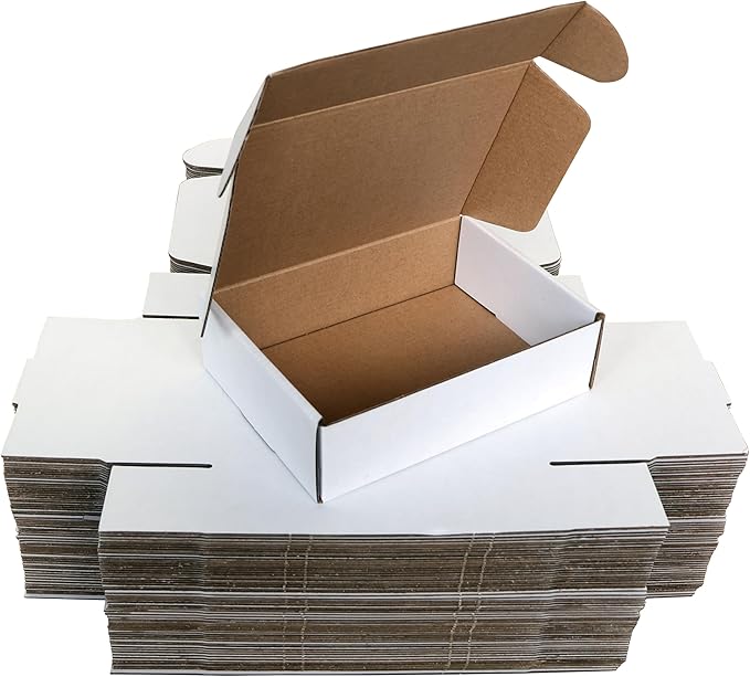 Shipping Boxes Corrugated Cardboard Mailer Boxes Literature Mailer for Packaging Small Business Craft Gifts Giving Products (White, 7x5x2)