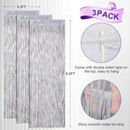 3 Pack 3.3x8.2 Feet Laser Silver Foil Fringe Backdrop Curtains, Tinsel Streamers Birthday Party Decorations, Fringe Backdrop for Graduation, Baby Shower, Gender Reveal, Disco Party