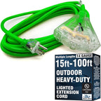 15 ft Outdoor Extension Cord Waterproof - 14 Gauge Heavy Duty Extension Cord 15 ft - Lighted Outdoor Extension Cords with Multiple Outlets - Watts Wire - 15' Grounded - extensiones electricas