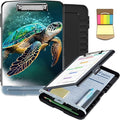 Clipboard with Storage,Clip Boards 8.5X11 with Storage & Pen Holder,Heavy Duty Plastic Nursing Clipboards Foldable,Coaches Clipboard Folder Case,School Office Supplies，Green Sea Turtle