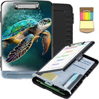 Clipboard with Storage,Clip Boards 8.5X11 with Storage & Pen Holder,Heavy Duty Plastic Nursing Clipboards Foldable,Coaches Clipboard Folder Case,School Office Supplies，Green Sea Turtle