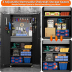 Metal Storage Cabinet with Drawers, Locking Garage Tool Cabinets on Wheels with Pegboards and Hooks for Warehouse Homes, Offices, Assembly Required(Black)