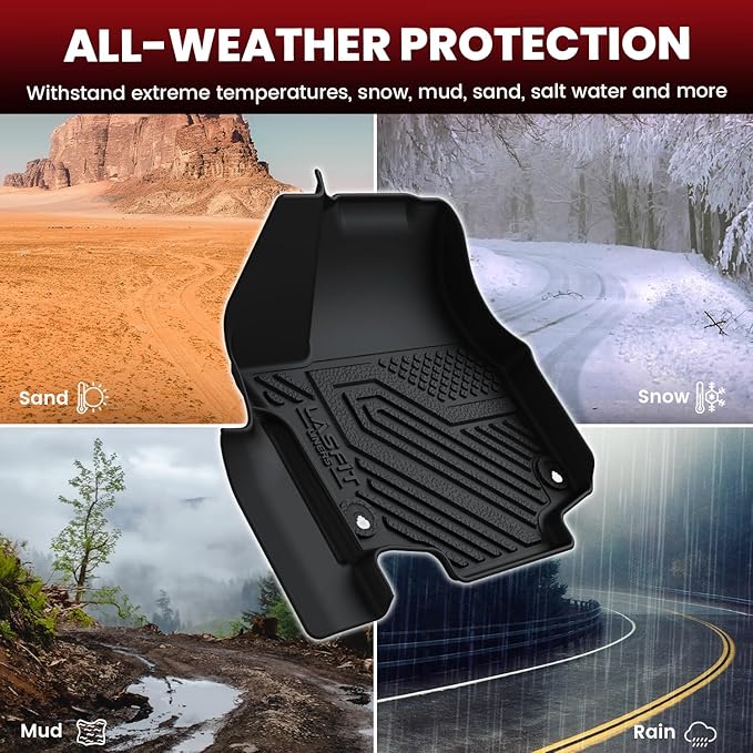 LASFIT Floor Mats for Chrysler Pacifica 2017-2025, All-Weather TPE Floor Liners & Trunk Cargo Mats Accessory for Pacifica/Voyager (7-Seater,Non Hybrid