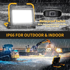 24000LM LED Work Light, 200W Ultra Brighter Flood Light with 16FT Cord Switch, Portable Worklight with Stand, 5000K IP66 Waterproof Outdoor Construction Lighting for Job Site Camping Workshop Garage
