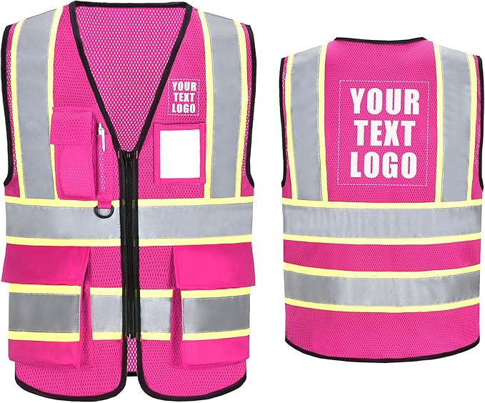 A-SAFETY Mesh High Vis Vest Lightweight Reflective Construction Vest with Pockets Safety Vest for Men/Women