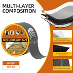 Deck Joist Tape 3" x 50', 4 Pack for Decking, Waterproof Weather Resistant Self-Adhesive Butyl for Wood Joists Beams