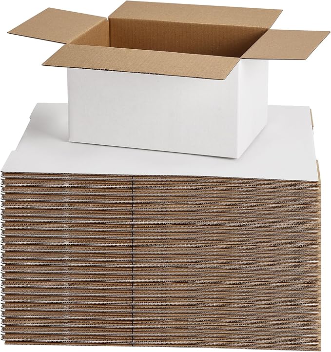 7x5x4 Shipping Boxes for Small Business,40 Pack White Corrugated Cardboard Box for Packaging, Mailing, Storage