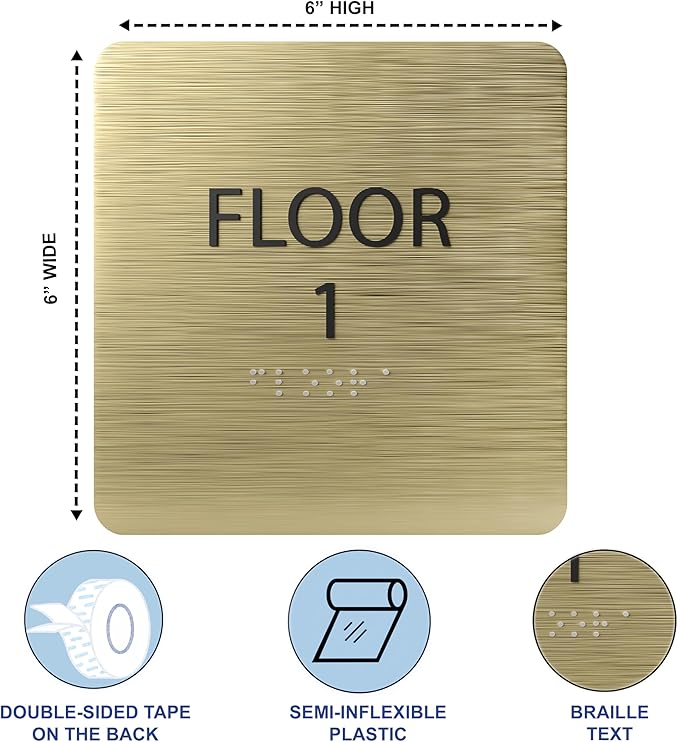 Clean Grey ADA Floor 1 Sign with Braille – Made from Durable Acrylic and Ready to Mount