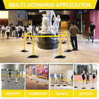 10 ft Crowd Control Stanchion Set, Crowd Control Barrier, Stanchions with Retractable Belts & Water Filled Base, Retractable Stanchions, Queue Management Stanchion (4 Pack) (Yellow)