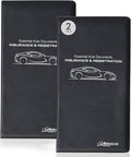 Andalus Auto Registration & Insurance Card Holder Pack of 2, Waterproof Essential Car Registration Holder with Hook & Loop Closure, Perfect for Every Vehicles Glove Boxes (Black - 9.5" x 5.15")