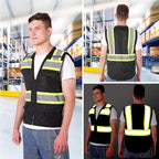 ProtectX 6 Pockets High Visibility Safety Vest for Men Women Class 2 Reflective Hi Vis Work Construction Vest