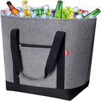 LHZK Jumbo Insulated Cooler Bag with HD Thermal Insulation - Collapsible Leakproof Insulated Tote Bag with Zippered & Handles, Soft Cooler Makes a Perfect Grocery, Beach, Travel, Picnic (50L, Grey)