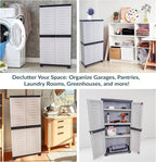 Sunnydaze Lockable Storage Cabinet - Indoor or Garage Storage Cabinet with 3 Adjustable Shelves - 48.75" H - Garage, Office, Home, Laundry Room - Gray