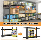 3PCS 59''W/72''H Garage Shelving Units Heavy Duty 3500LBS Metal Storage Shelves Adjustable Steel Industrial Shelving 5 Tier Storage Shelf Rack for Basement, Warehouse
