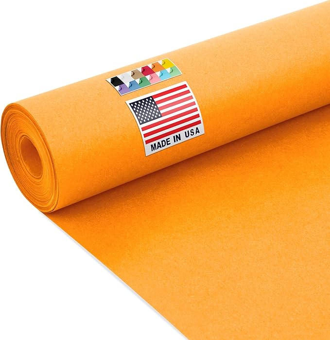 USA Made 24" x 1200" Orange Kraft Paper Roll, 45 lbs Thickness, American Quality Colored Kraft Paper for School, Bulletin Board - Odorless, Non-Toxic, Safe for Kids