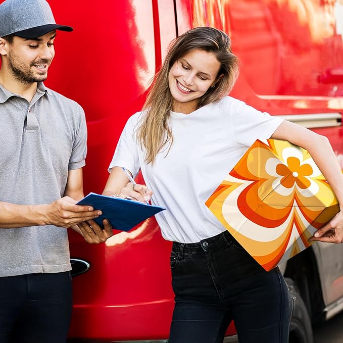 Metronic Poly Mailers 14.5x19 Inch Shipping Bags for Clothes,Self Adhesive Shipping Envelopes for Small Business,Waterproof Mailers Poly Bags for Shipping,Packaging Mailing Bags Orange Flower 500pc