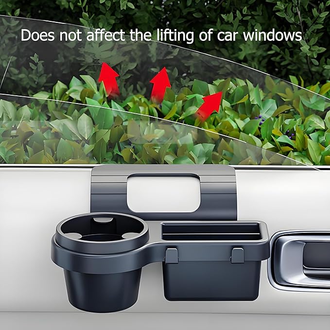 GDQ 4-in-1 Car Window Organizer (2 Pack) - Clip-On Cup Holder & Phone Mount with Hooks | No Drill Universal Fit for SUV/Truck/Sedan | Insert Installatio