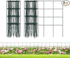 Decorative Garden Fence Border Rolls, Total 14 in x 40 ft 2 Pack Metal Folding Flat Wire Fencing for Yard, Green PVC Coated Outdoor Patio Landscape Flower Bed Edging