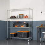 Trinity Basics 4-Tier Adjustable Wire Shelving with Wheels for Kitchen Organization, Garage Storage, Laundry Room, NSF Certified, 600 to 1800 Pound Capacity, 60” by 24” by 72”, EcoStorage Chrome