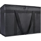 Bodaon 1-Pack Insulated Food Delivery Bag, XX-Large Reusable Grocery Shopping Bag, Frozen Food Cold, Cooler Bags with Zippered Top, Black