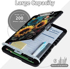 Clipboard with Storage,Clip Boards 8.5X11 with Storage & Pen Holder,Heavy Duty Plastic Nursing Clipboards Foldable,Coaches Clipboard Folder Case,School Office Supplies，Sunflower Butterfly