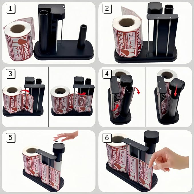 Manual Label Sticker Roll Dispenser,Adjustable Tabletop Label Dispenser for Rolls of Sticker Labels,Multi Use Sticker Holder Organizer Stand in Classroom, Business, Home