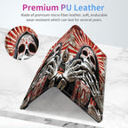 Car Registration and Insurance Card Holder - Santa Muerte Leather Document Organizer & Bifold wallet for License, Insurance Cards | Fits Vehicle Glove Box & Visor