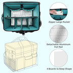 Rolling Cleaning Caddy Bag with Wheels, Large Cleaning Cart Detachable Trolley, Cleaning Bags for Housekeepers With Shoulder Strap & Multi Pockets for Cleaning Tools Storage (Amber Green)