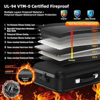 Fireproof Document Box - 8-Layer Hard Shell Fire Proof Safe for Home Documents, Water Resistant File Organizer for Desk Money, Safety Box for Passports Certificates Laptop