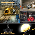 50FT Construction String Lights with Protective Cage, IP65 Waterproof LED String Work Lights, 5000K Daylight 18AWG Wire Linkable Temporary Construction Lighting for Jobsite with 5 Bulbs & Hooks