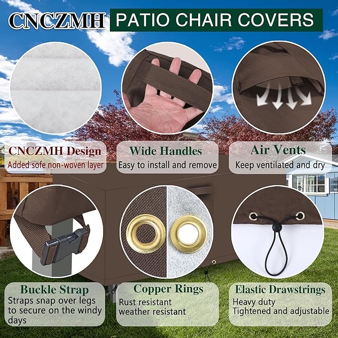 Heavy Duty Patio Furniture Covers Waterproof, 600D Outdoor Furniture Cover Waterproof for Sectional Sofa Couch, Outdoor Dining Table and Chair Set Covers 106''L x 106''W x 32''H, Brown