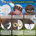 Heavy Duty Patio Furniture Covers Waterproof, 600D Outdoor Furniture Cover Waterproof for Sectional Sofa Couch, Outdoor Dining Table and Chair Set Covers 78''L x 62''W x 30''H, Brown